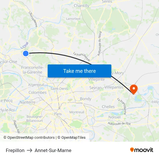Frepillon to Annet-Sur-Marne map
