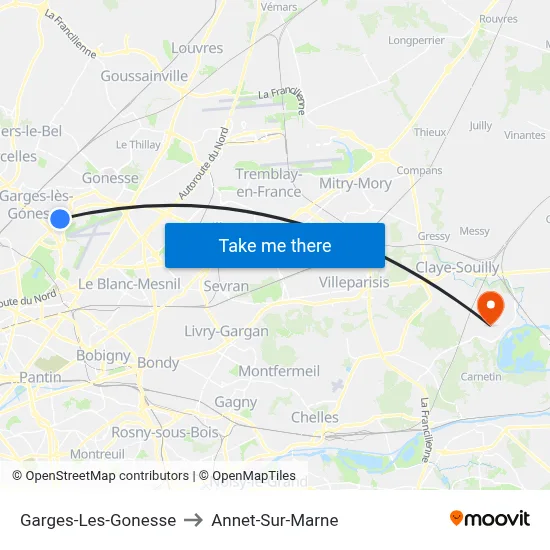 Garges-Les-Gonesse to Annet-Sur-Marne map
