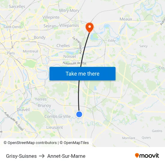 Grisy-Suisnes to Annet-Sur-Marne map