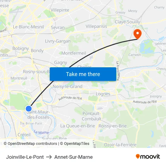 Joinville-Le-Pont to Annet-Sur-Marne map