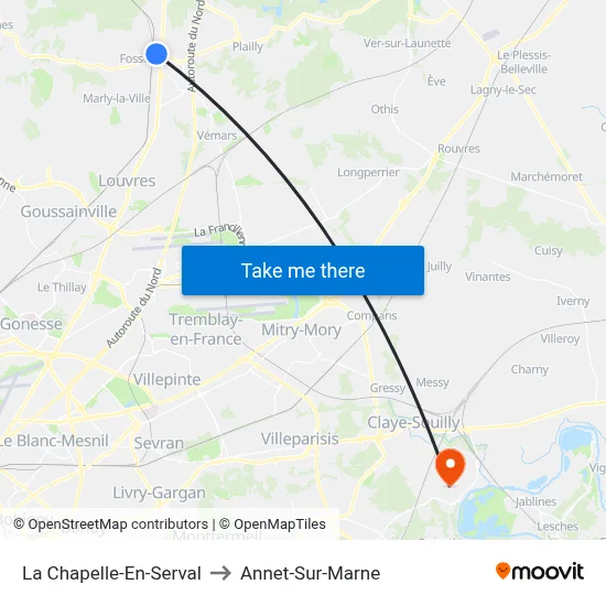La Chapelle-En-Serval to Annet-Sur-Marne map