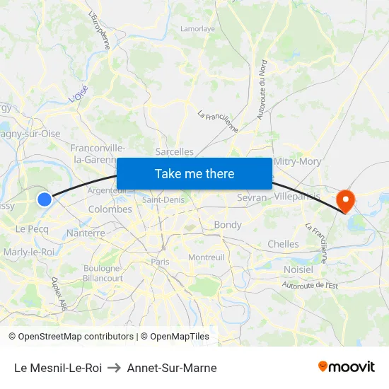 Le Mesnil-Le-Roi to Annet-Sur-Marne map