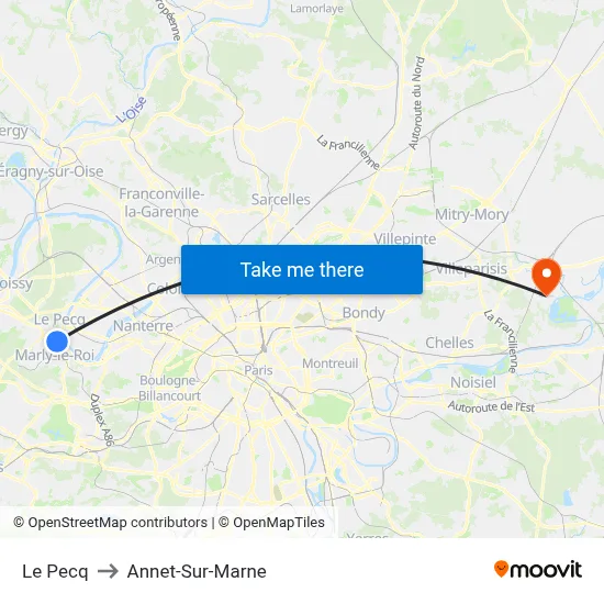 Le Pecq to Annet-Sur-Marne map