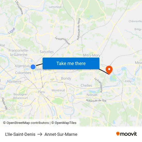 L'Ile-Saint-Denis to Annet-Sur-Marne map