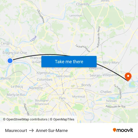 Maurecourt to Annet-Sur-Marne map