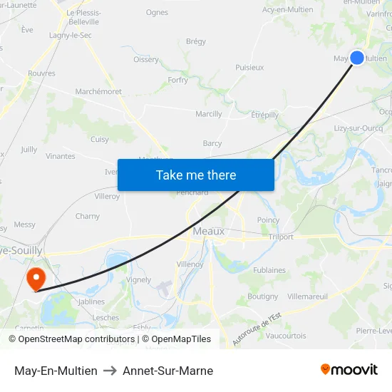 May-En-Multien to Annet-Sur-Marne map