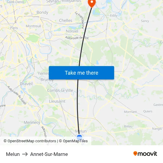 Melun to Annet-Sur-Marne map