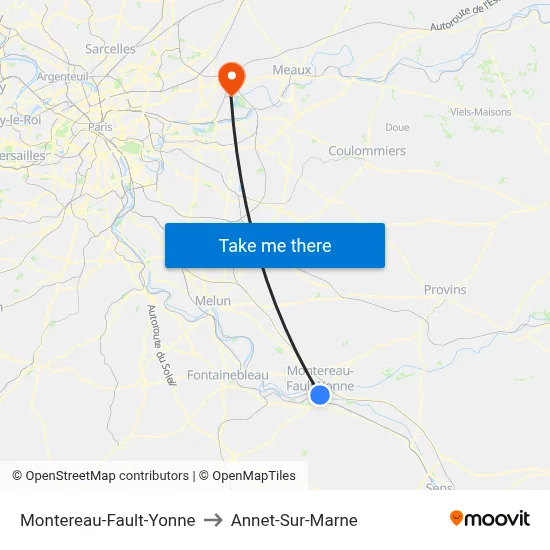 Montereau-Fault-Yonne to Annet-Sur-Marne map