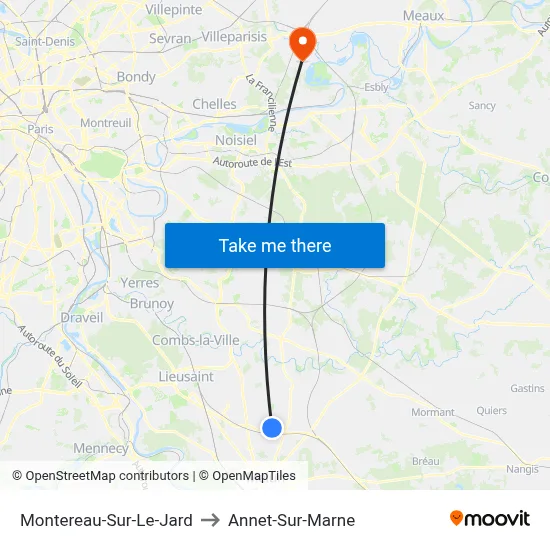Montereau-Sur-Le-Jard to Annet-Sur-Marne map