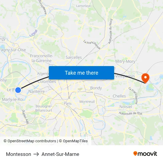 Montesson to Annet-Sur-Marne map