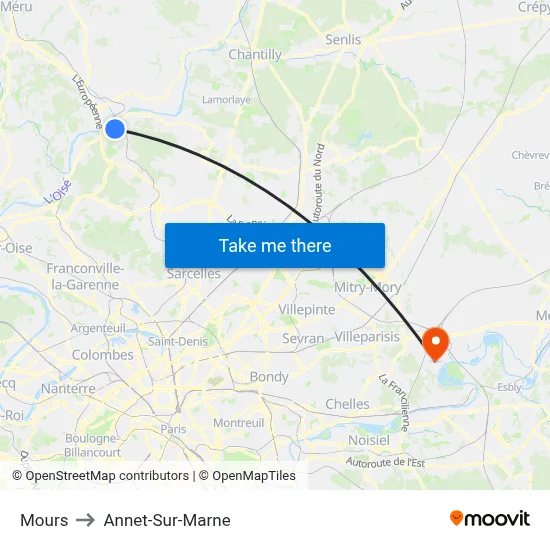 Mours to Annet-Sur-Marne map
