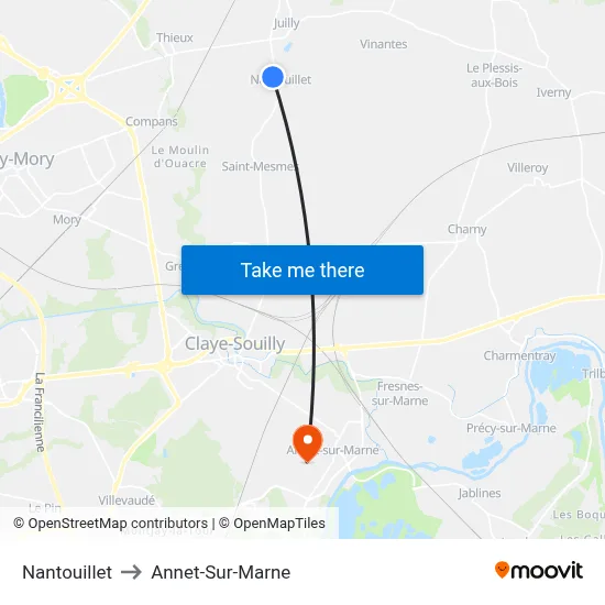 Nantouillet to Annet-Sur-Marne map