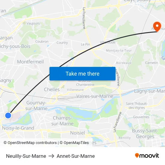 Neuilly-Sur-Marne to Annet-Sur-Marne map