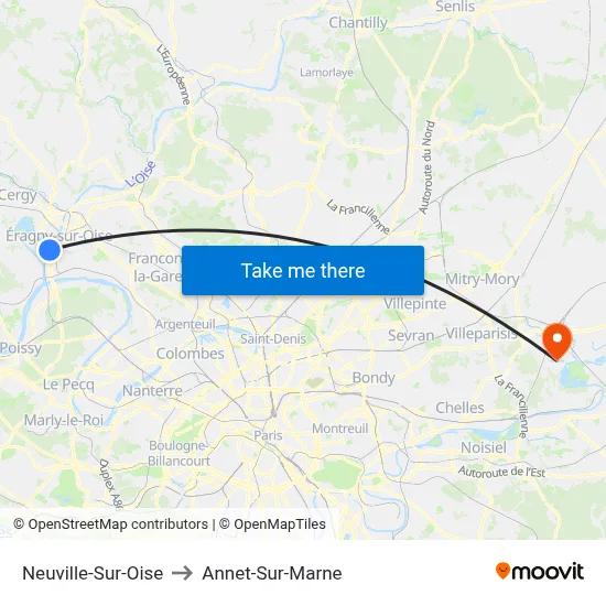 Neuville-Sur-Oise to Annet-Sur-Marne map