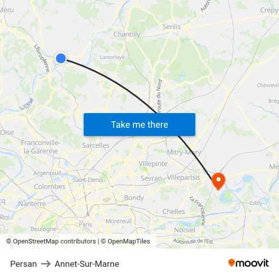 Persan to Annet-Sur-Marne map