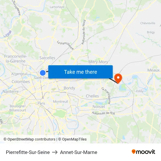 Pierrefitte-Sur-Seine to Annet-Sur-Marne map