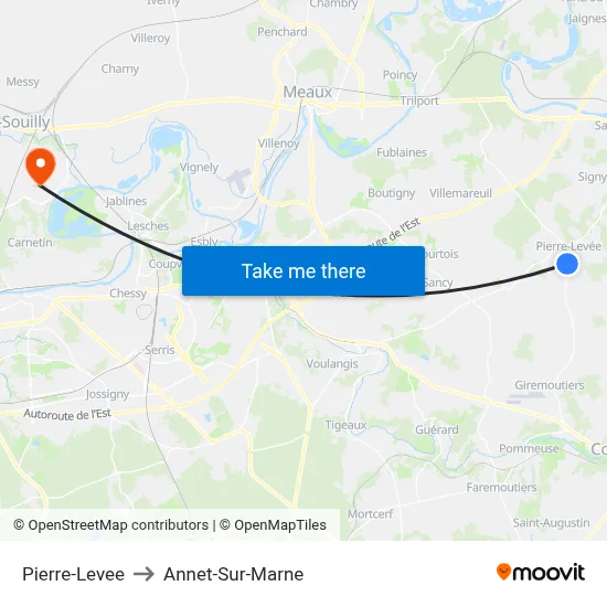 Pierre-Levee to Annet-Sur-Marne map