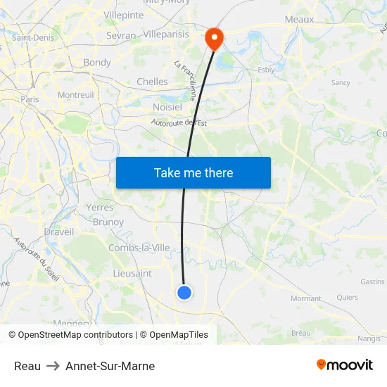 Reau to Annet-Sur-Marne map