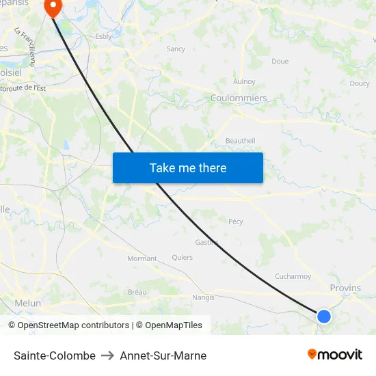 Sainte-Colombe to Annet-Sur-Marne map