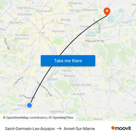 Saint-Germain-Les-Arpajon to Annet-Sur-Marne map