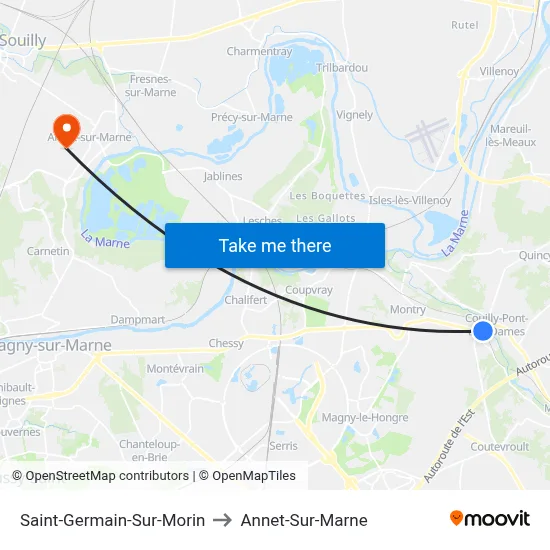 Saint-Germain-Sur-Morin to Annet-Sur-Marne map