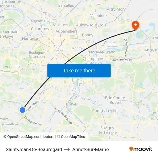 Saint-Jean-De-Beauregard to Annet-Sur-Marne map