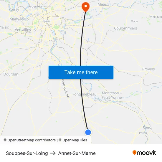 Souppes-Sur-Loing to Annet-Sur-Marne map