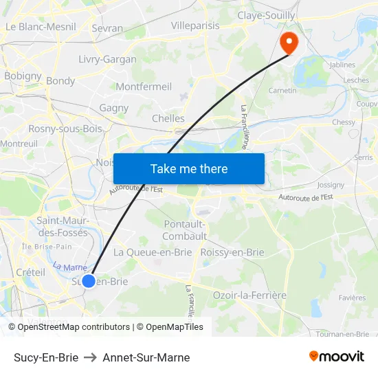 Sucy-En-Brie to Annet-Sur-Marne map