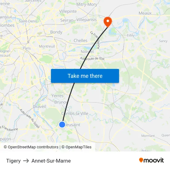 Tigery to Annet-Sur-Marne map