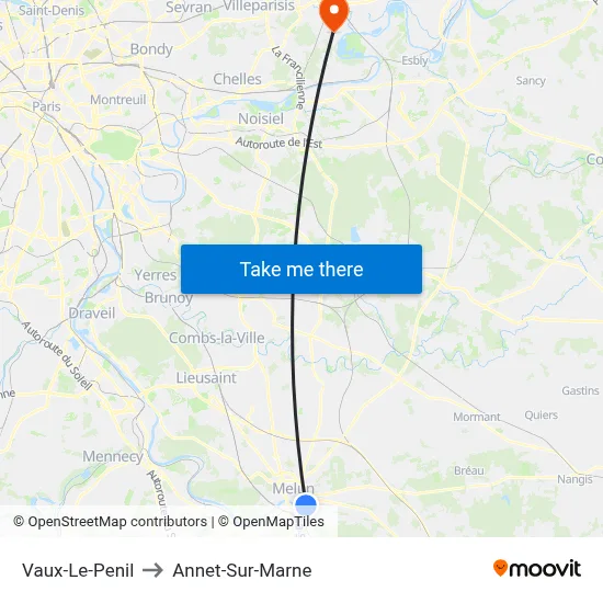Vaux-Le-Penil to Annet-Sur-Marne map