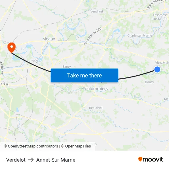 Verdelot to Annet-Sur-Marne map