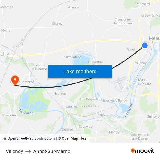 Villenoy to Annet-Sur-Marne map