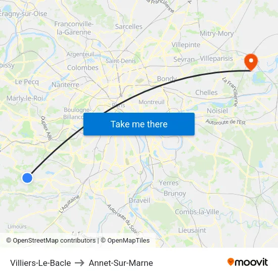 Villiers-Le-Bacle to Annet-Sur-Marne map