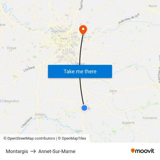 Montargis to Annet-Sur-Marne map