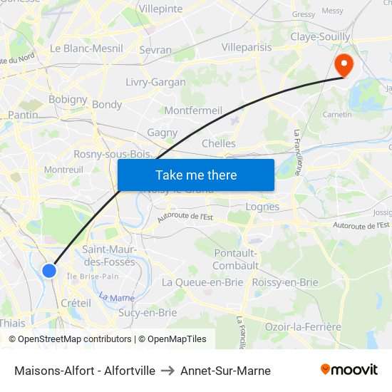 Maisons-Alfort - Alfortville to Annet-Sur-Marne map