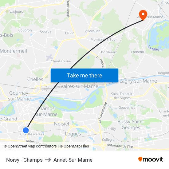 Noisy - Champs to Annet-Sur-Marne map