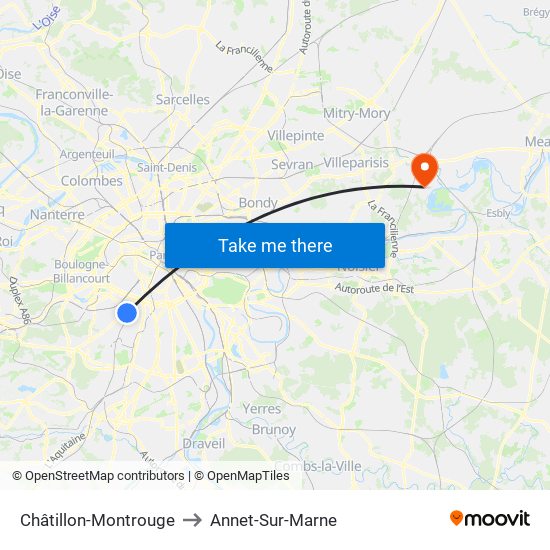 Châtillon-Montrouge to Annet-Sur-Marne map