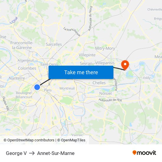 George V to Annet-Sur-Marne map