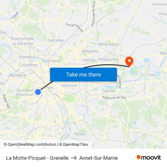 La Motte-Picquet - Grenelle to Annet-Sur-Marne map