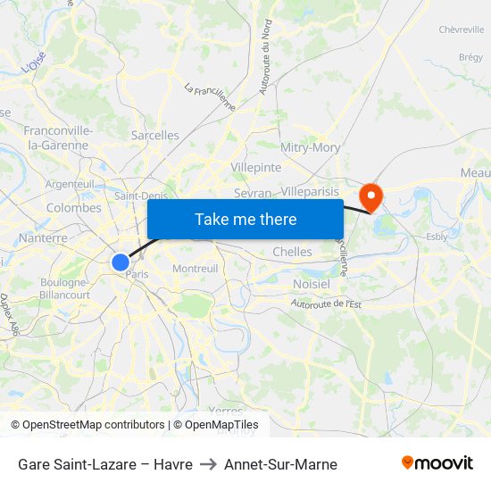 Gare Saint-Lazare – Havre to Annet-Sur-Marne map