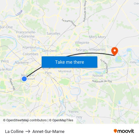 La Colline to Annet-Sur-Marne map