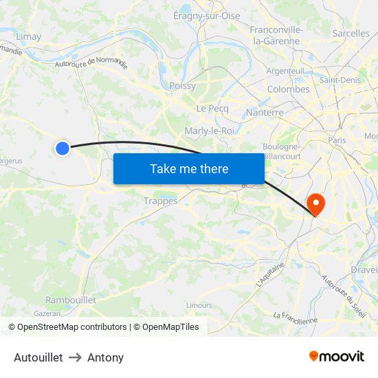 Autouillet to Antony map