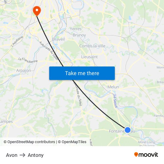 Avon to Antony map