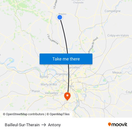 Bailleul-Sur-Therain to Antony map