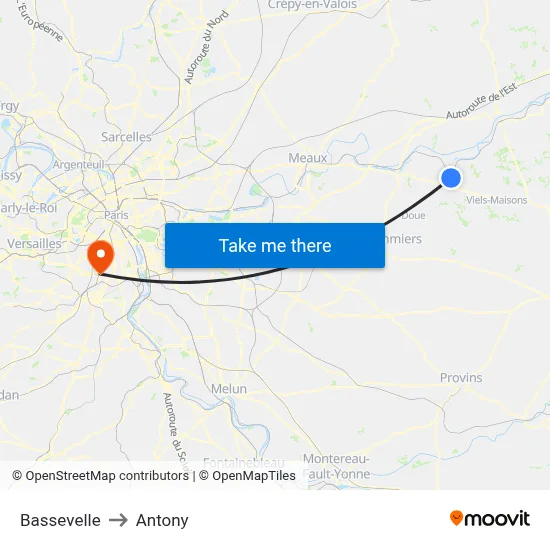 Bassevelle to Antony map