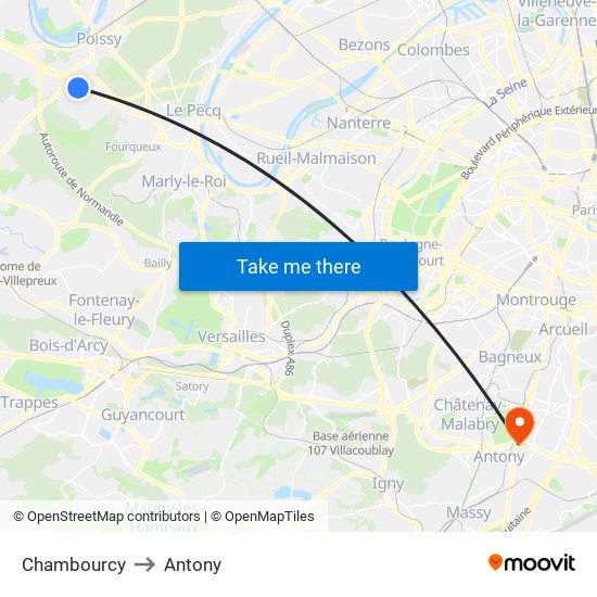 Chambourcy to Antony map