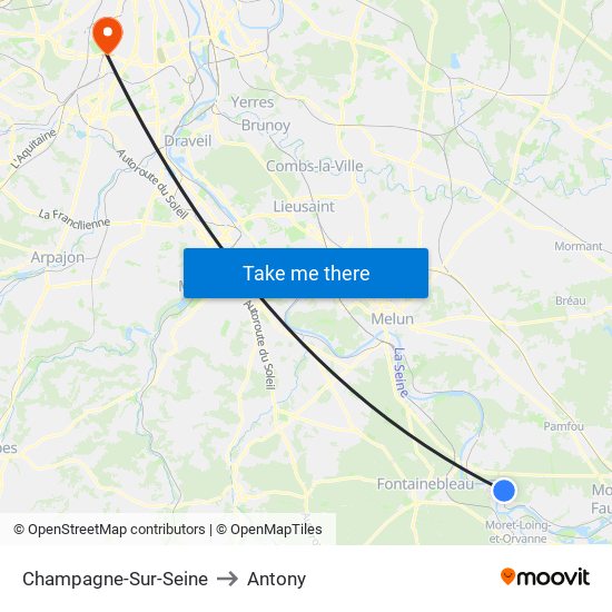 Champagne-Sur-Seine to Antony map