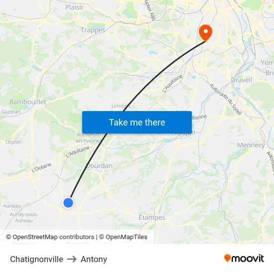 Chatignonville to Antony map