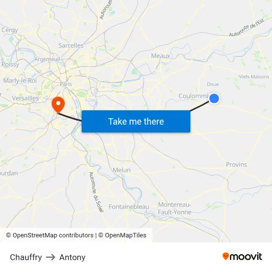 Chauffry to Antony map