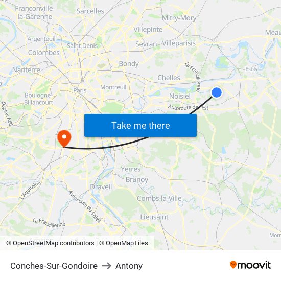 Conches-Sur-Gondoire to Antony map